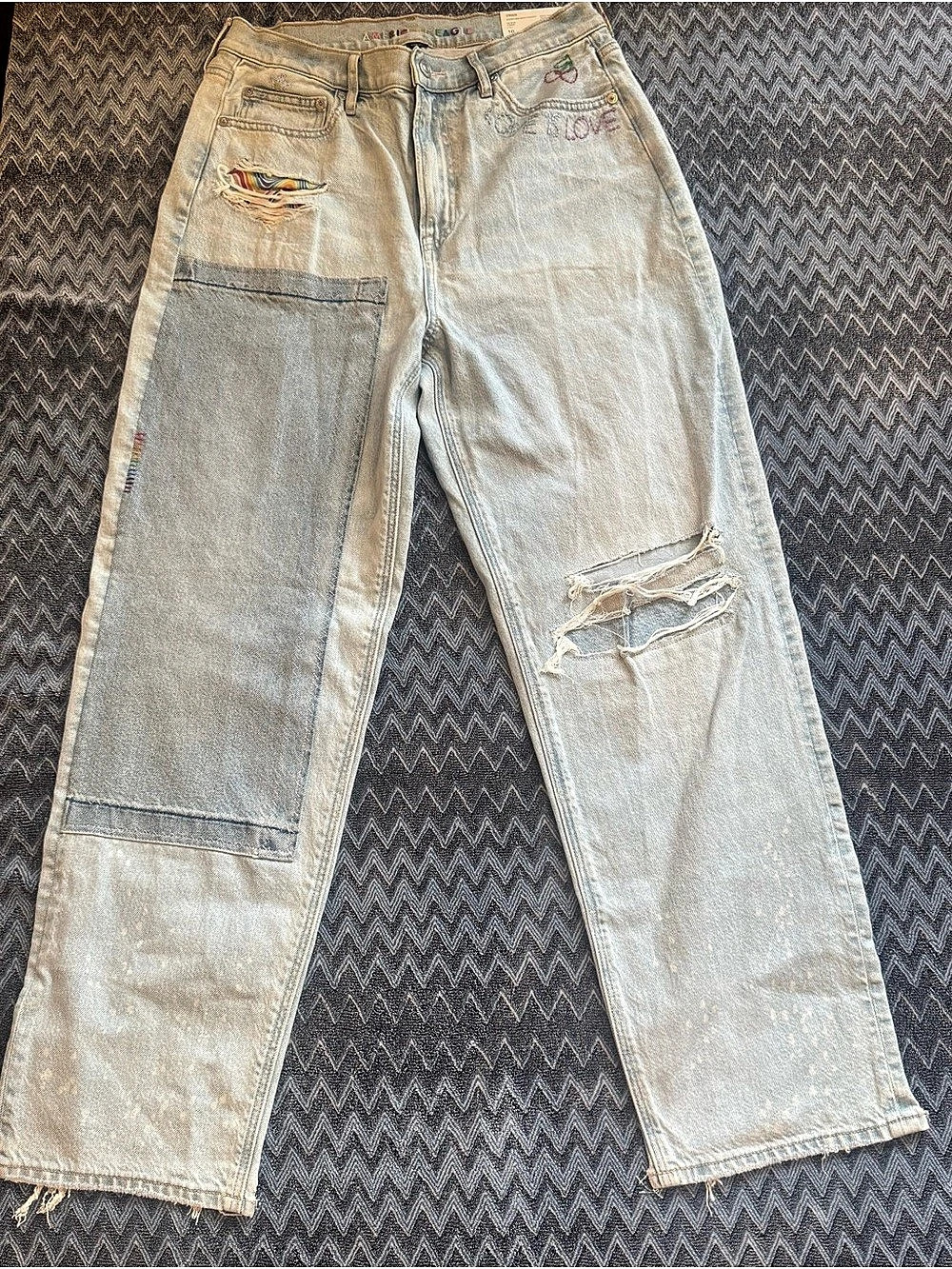 American Eagle AE Strigid Highest Rise Baggy Straight Jean Jeans Blue 10